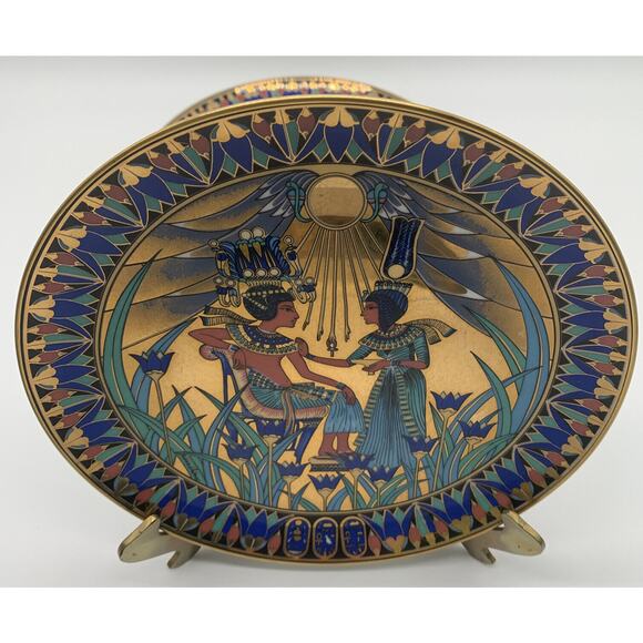 Vintage Gloria Fine Porcelain Bayreuth Dull Gold 24Kt Konig Tutenchamum Plates 3 - Picture 3 of 9
